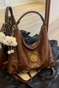 Large Capacity Retro Tote Bag for Women - Casual Multifunctional Commuter Backpack & Crossbody Travel Bag