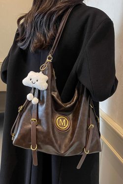 Large Capacity Retro Tote Bag for Women - Casual Multifunctional Commuter Backpack & Crossbody Travel Bag