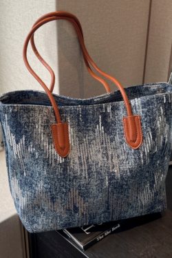 Large Capacity Sequin Denim Tote Bag for Women - Stylish Shoulder Bag for Spring 2025, Perfect for Commuting and Daily Use