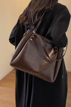 Large-Capacity Shoulder Bag for Commuting - Women's Retro Tote in Korean Style for Spring/Summer 2025 Fashion