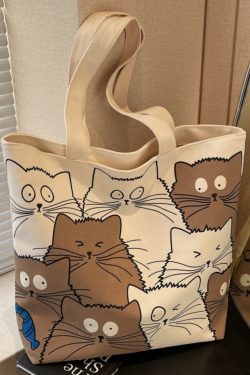 Large Capacity Spring Canvas Tote Bag for Women - Japanese Cartoon Design, Commuter & Student Shoulder Handbag 2025