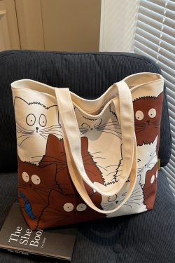 Large Capacity Spring Canvas Tote Bag for Women - Japanese Cartoon Design, Commuter & Student Shoulder Handbag 2025