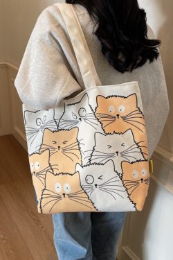 Large Capacity Spring Canvas Tote Bag for Women - Japanese Cartoon Design, Commuter & Student Shoulder Handbag 2025