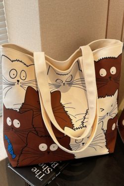 Large Capacity Spring Canvas Tote Bag for Women - Japanese Cartoon Design, Commuter & Student Shoulder Handbag 2025