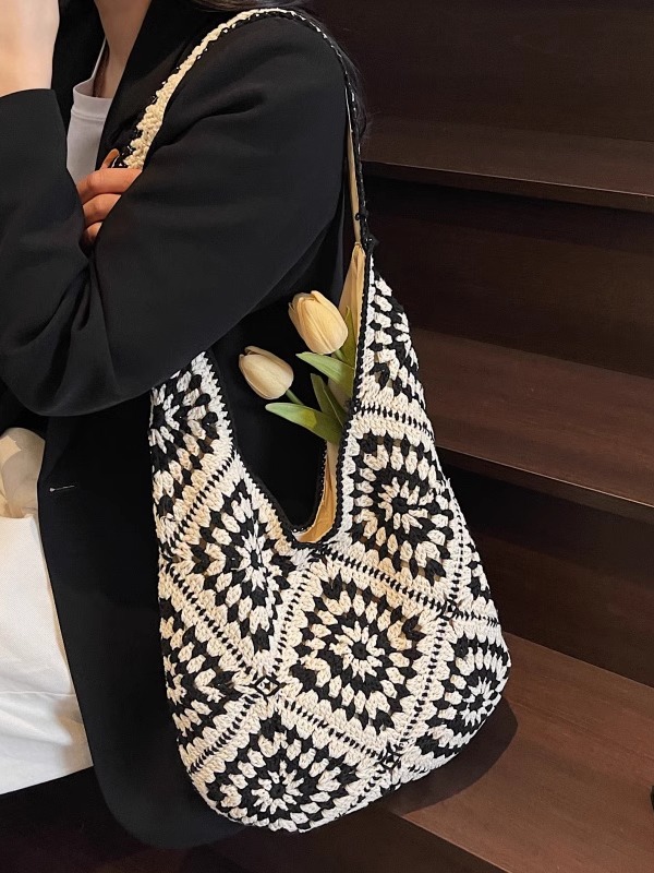 Large Capacity Straw Tote Bag for Women - Summer 2025 Commuter Shoulder Bag, Woven Beach Vacation Style Large Capacity Straw Tote Bag for Women - Summer 2025 Commuter Shoulder Bag, Woven Beach Vacation Style