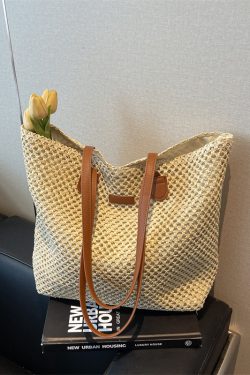 Large Capacity Straw Woven Bag for Women - Versatile Summer 2025 Tote for Beach, Vacation, and Commuting