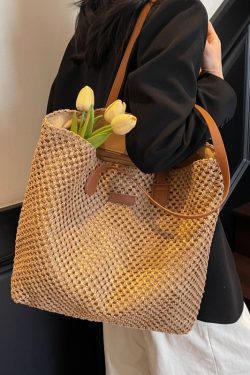 Large Capacity Straw Woven Bag for Women - Versatile Summer 2025 Tote for Beach, Vacation, and Commuting