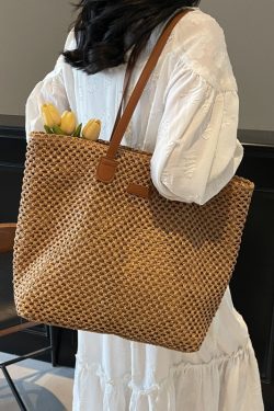 Large Capacity Straw Woven Bag for Women - Versatile Summer 2025 Tote for Beach, Vacation, and Commuting