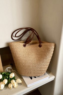 Large Capacity Straw Woven Beach Bag for Women - Bohemian Style Summer Vacation Tote - 2025 Coastal Commuting Essential