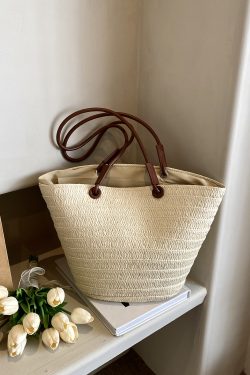 Large Capacity Straw Woven Beach Bag for Women - Bohemian Style Summer Vacation Tote - 2025 Coastal Commuting Essential