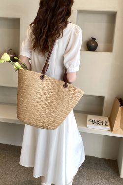 Large Capacity Straw Woven Beach Bag for Women - Bohemian Style Summer Vacation Tote - 2025 Coastal Commuting Essential