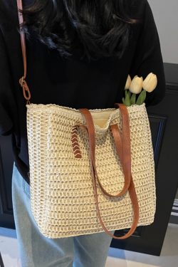 Large Capacity Straw Woven Tote Bag for Women - 2025 Commuter Shoulder Crossbody Bag for Beach and Vacation