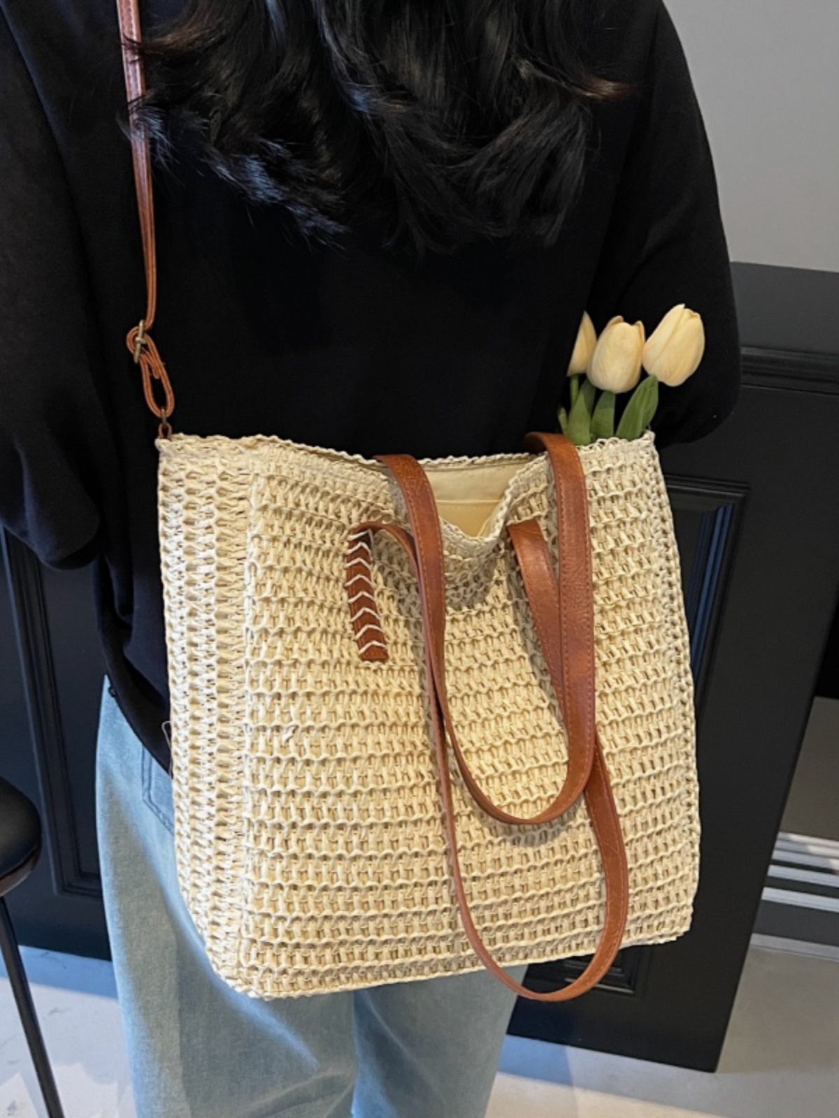 Large Capacity Straw Woven Tote Bag for Women - 2025 Commuter Shoulder Crossbody Bag for Beach and Vacation Large Capacity Straw Woven Tote Bag for Women - 2025 Commuter Shoulder Crossbody Bag for Beach and Vacation