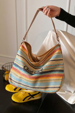 Large Capacity Straw Woven Tote Bag for Women - Summer 2025 Lazy Vacation Style, Simple Design, Eco-Friendly Fashion