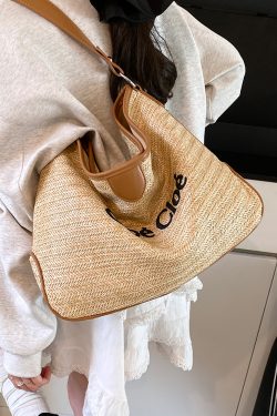 Large Capacity Straw Woven Tote Bag for Women - Summer 2025 Lazy Vacation Style, Simple Design, Eco-Friendly Fashion