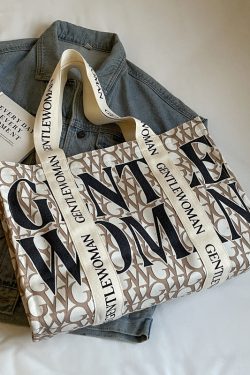 Large Capacity Women's Canvas Tote Bag - Stylish Letter Print Shoulder Bag for Shopping, Commuting, and Outings 2025