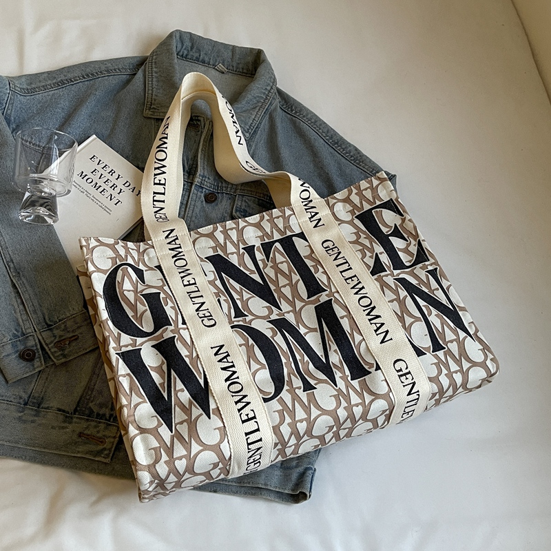 Large Capacity Women's Canvas Tote Bag - Stylish Letter Print Shoulder Bag for Shopping, Commuting, and Outings 2025 Large Capacity Women's Canvas Tote Bag - Stylish Letter Print Shoulder Bag for Shopping, Commuting, and Outings 2025