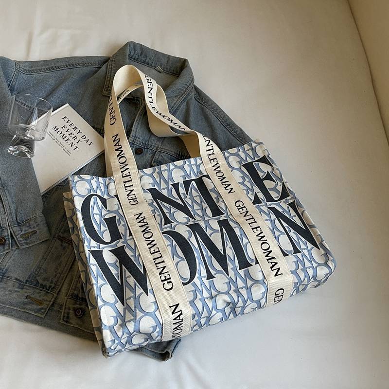 Large Capacity Women's Canvas Tote Bag - Stylish Letter Print Shoulder Bag for Shopping, Commuting, and Outings 2025 Large Capacity Women's Canvas Tote Bag - Stylish Letter Print Shoulder Bag for Shopping, Commuting, and Outings 2025