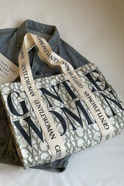Large Capacity Women's Canvas Tote Bag - Stylish Letter Print Shoulder Bag for Shopping, Commuting, and Outings 2025