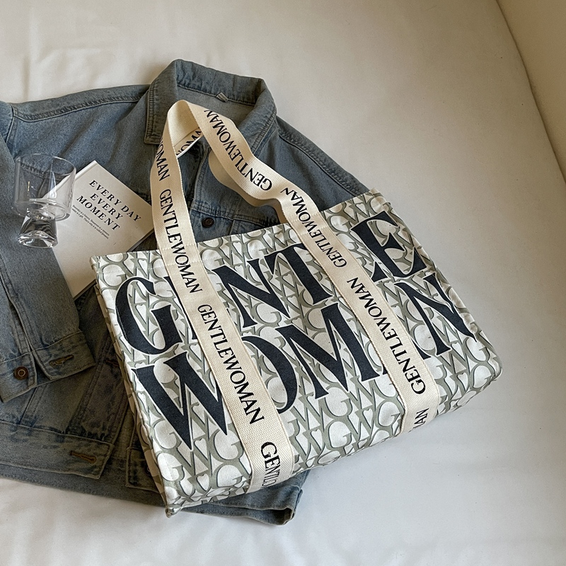 Large Capacity Women's Canvas Tote Bag - Stylish Letter Print Shoulder Bag for Shopping, Commuting, and Outings 2025 Large Capacity Women's Canvas Tote Bag - Stylish Letter Print Shoulder Bag for Shopping, Commuting, and Outings 2025