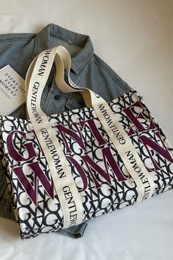 Large Capacity Women's Canvas Tote Bag - Stylish Letter Print Shoulder Bag for Shopping, Commuting, and Outings 2025