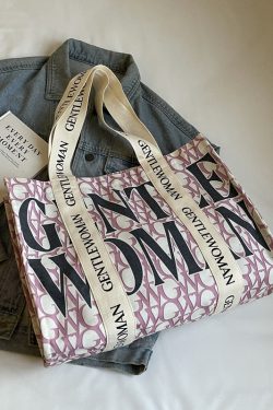 Large Capacity Women's Canvas Tote Bag - Stylish Letter Print Shoulder Bag for Shopping, Commuting, and Outings 2025