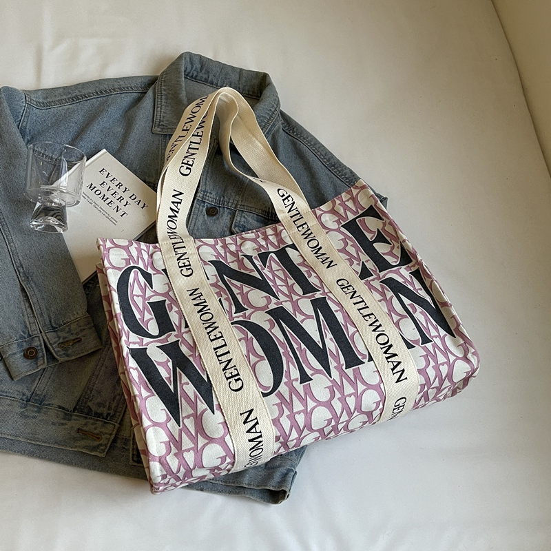 Large Capacity Women's Canvas Tote Bag - Stylish Letter Print Shoulder Bag for Shopping, Commuting, and Outings 2025 Large Capacity Women's Canvas Tote Bag - Stylish Letter Print Shoulder Bag for Shopping, Commuting, and Outings 2025