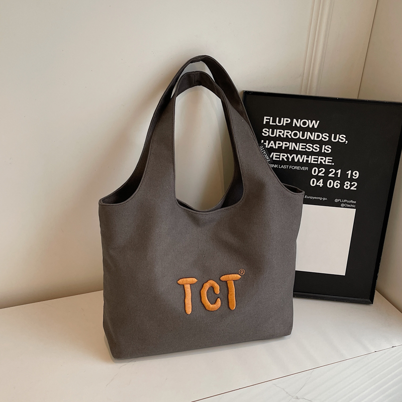 Large Capacity Women's Canvas Tote Bag 2025 - Embroidered Letter Design, Versatile Commuting Underarm Bag, Niche Style Large Capacity Women's Canvas Tote Bag 2025 - Embroidered Letter Design, Versatile Commuting Underarm Bag, Niche Style