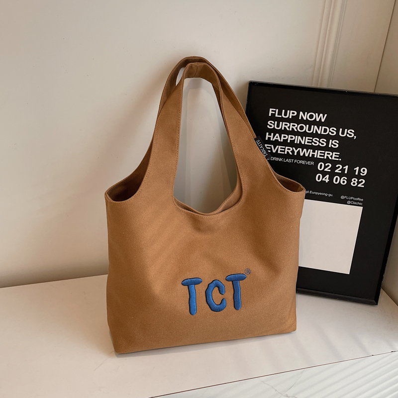 Large Capacity Women's Canvas Tote Bag 2025 - Embroidered Letter Design, Versatile Commuting Underarm Bag, Niche Style Large Capacity Women's Canvas Tote Bag 2025 - Embroidered Letter Design, Versatile Commuting Underarm Bag, Niche Style