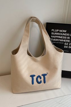 Large Capacity Women's Canvas Tote Bag 2025 - Embroidered Letter Design, Versatile Commuting Underarm Bag, Niche Style