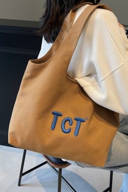 Large Capacity Women's Canvas Tote Bag 2025 - Embroidered Letter Design, Versatile Commuting Underarm Bag, Niche Style