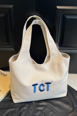 Large Capacity Women's Canvas Tote Bag 2025 - Embroidered Letter Design, Versatile Commuting Underarm Bag, Niche Style