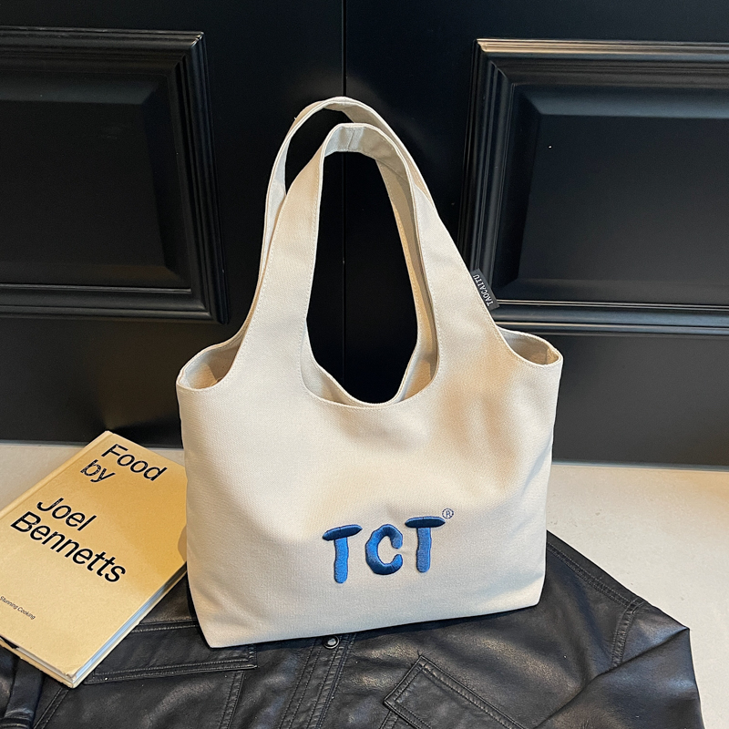 Large Capacity Women's Canvas Tote Bag 2025 - Embroidered Letter Design, Versatile Commuting Underarm Bag, Niche Style Large Capacity Women's Canvas Tote Bag 2025 - Embroidered Letter Design, Versatile Commuting Underarm Bag, Niche Style