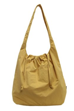 Large Capacity Women's Drawstring Cloth Shoulder Bag - 2025 Summer Fashion Tote for Commuting and Everyday Use