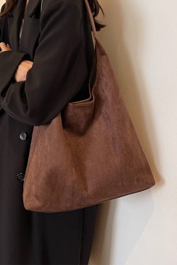 Large Capacity Women's Suede Tote Handbag - Vintage Style 2025 Summer Shoulder Bag for Class and Commuting