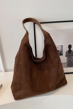 Large Capacity Women's Suede Tote Handbag - Vintage Style 2025 Summer Shoulder Bag for Class and Commuting