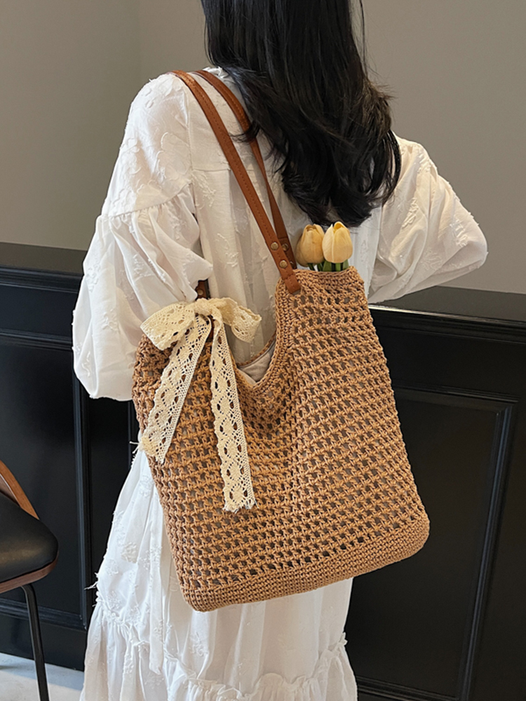 Large Capacity Woven Beach Bag for Women - Stylish Hollow Design, Summer 2025 Travel Tote, Trendy Commuting Bag Large Capacity Woven Beach Bag for Women - Stylish Hollow Design, Summer 2025 Travel Tote, Trendy Commuting Bag