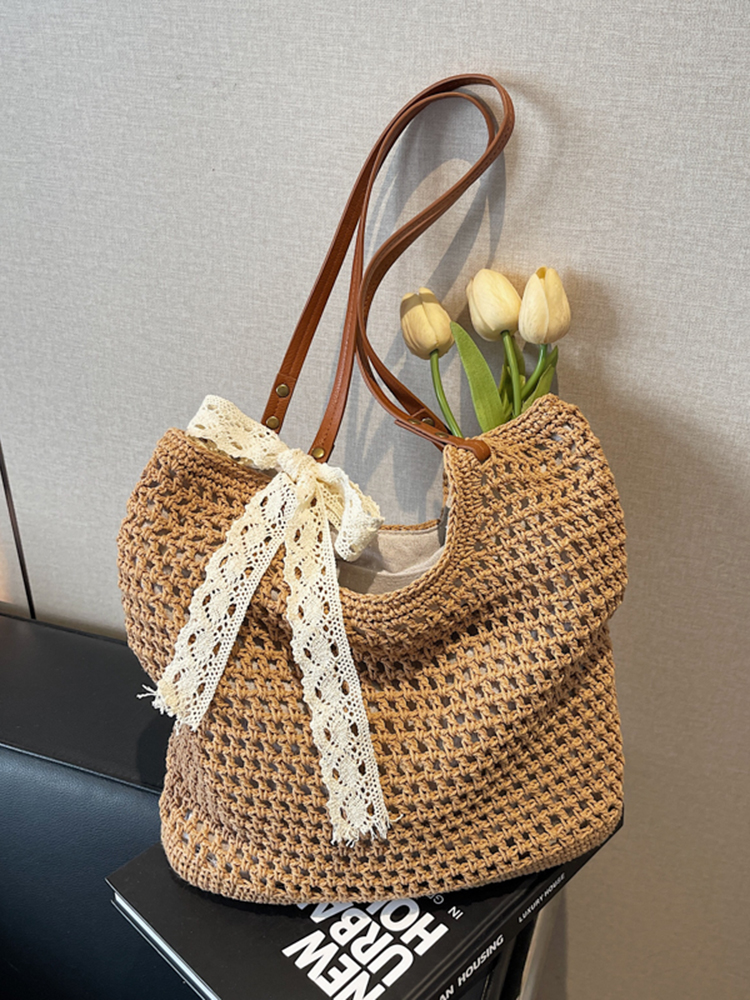 Large Capacity Woven Beach Bag for Women - Stylish Hollow Design, Summer 2025 Travel Tote, Trendy Commuting Bag Large Capacity Woven Beach Bag for Women - Stylish Hollow Design, Summer 2025 Travel Tote, Trendy Commuting Bag