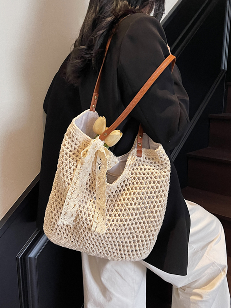 Large Capacity Woven Beach Bag for Women - Stylish Hollow Design, Summer 2025 Travel Tote, Trendy Commuting Bag Large Capacity Woven Beach Bag for Women - Stylish Hollow Design, Summer 2025 Travel Tote, Trendy Commuting Bag