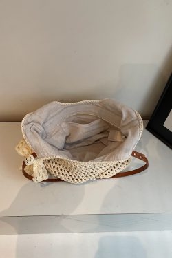 Large Capacity Woven Beach Bag for Women - Stylish Hollow Design, Summer 2025 Travel Tote, Trendy Commuting Bag