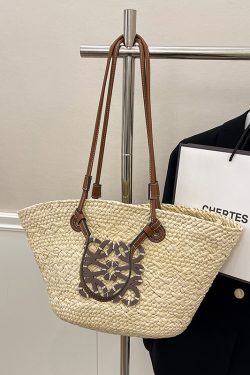 Large Capacity Woven Straw Bag - Casual Versatile Shoulder Bag for Beachside Vacations - 2025 Fashion Trend