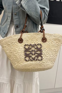 Large Capacity Woven Straw Bag - Casual Versatile Shoulder Bag for Beachside Vacations - 2025 Fashion Trend