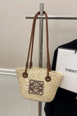 Large Capacity Woven Straw Bag - Casual Versatile Shoulder Bag for Beachside Vacations - 2025 Fashion Trend