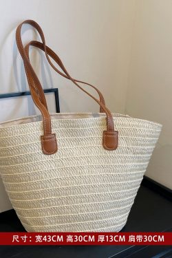 Large Capacity Woven Straw Bag - Casual Versatile Shoulder Bag for Beachside Vacations - 2025 Fashion Trend