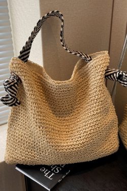Large Capacity Woven Straw Bag for Women - Summer 2025 Beach Tote, Commuter Shoulder Bag, Vacation Essential, Lazy Style
