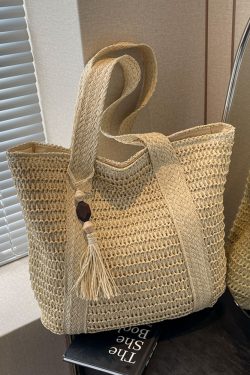 Large Capacity Woven Straw Beach Bag for Women - Autumn 2025 Shoulder Tote Handbag, Perfect for Vacations and Everyday Use
