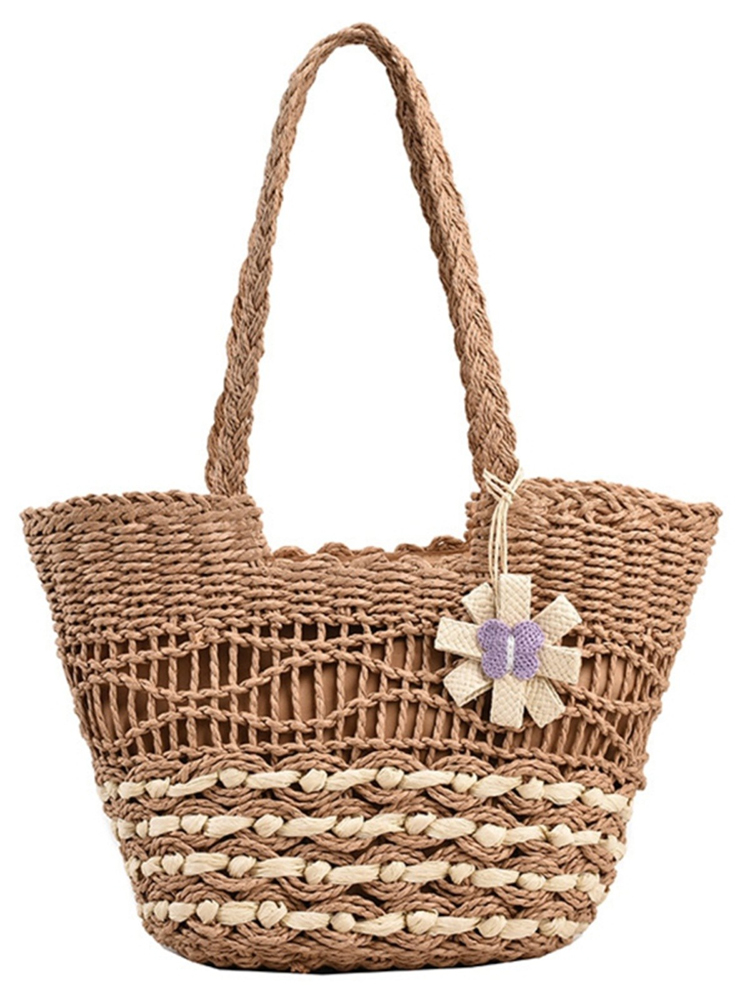 Large Capacity Woven Straw Tote Bag for Women - 2025 Autumn Rural Style Beach Travel Shoulder Bag Large Capacity Woven Straw Tote Bag for Women - 2025 Autumn Rural Style Beach Travel Shoulder Bag