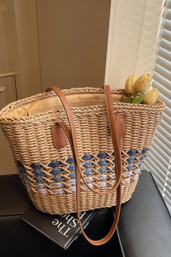 Large Capacity Woven Straw Tote Bag for Women - Perfect for Beach Vacations and Commuting, 2025 Trendy Summer Style
