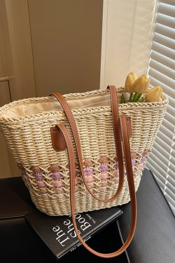 Large Capacity Woven Straw Tote Bag for Women - Perfect for Beach Vacations and Commuting, 2025 Trendy Summer Style