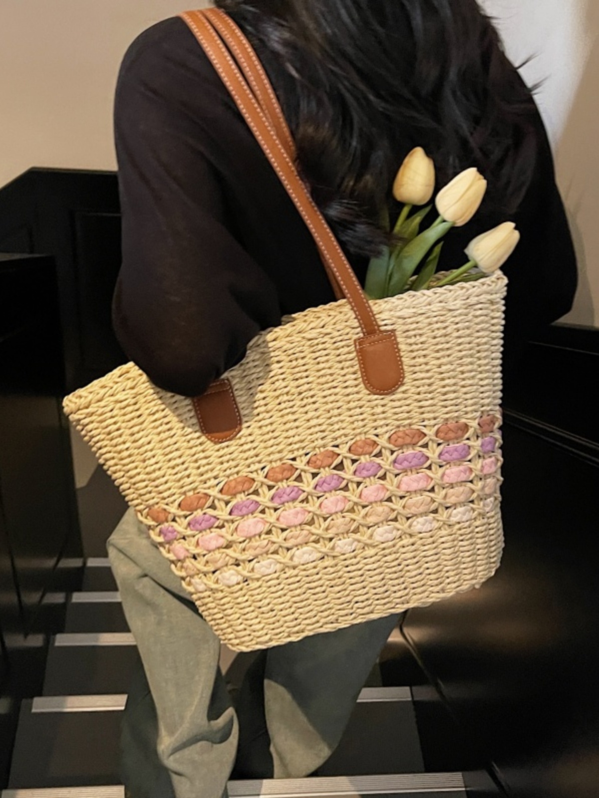 Large Capacity Woven Straw Tote Bag for Women - Perfect for Beach Vacations and Commuting, 2025 Trendy Summer Style Large Capacity Woven Straw Tote Bag for Women - Perfect for Beach Vacations and Commuting, 2025 Trendy Summer Style